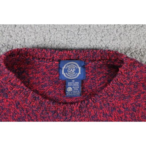 Vintage Gap Mens M Sweater Marled Red Blue Shetland Pure Wool Scotland - Picture 3 of 5